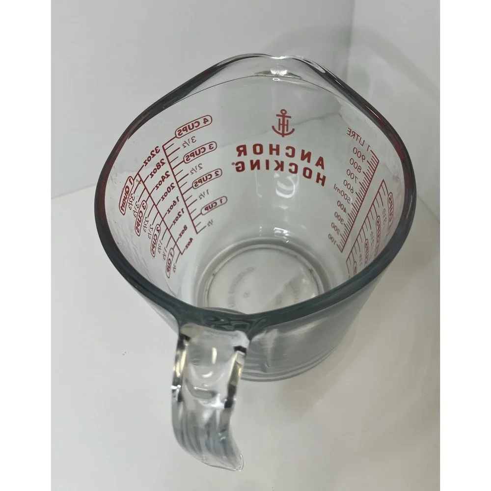 Vintage Anchor Hocking Glass Measuring Cup 4 Cups 32 Oz 1 Liter
